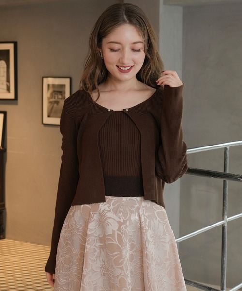 「ASTORIA ODIER」 ニットアンサンブル MEDIUM ピンクベージュ レディース_画像5