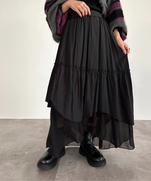 「apres jour mignon」 ロングスカート X-LARGE ブラック レディース_画像4