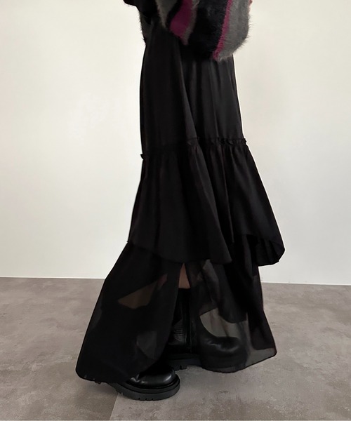 「apres jour mignon」 ロングスカート X-LARGE ブラック レディース_画像5