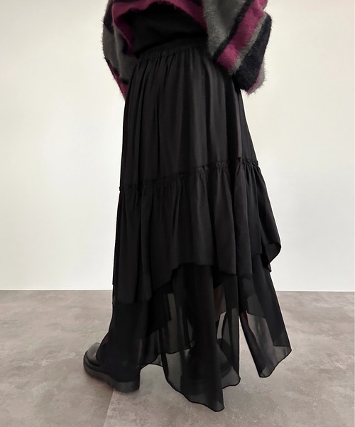 「apres jour mignon」 ロングスカート X-LARGE ブラック レディース_画像6