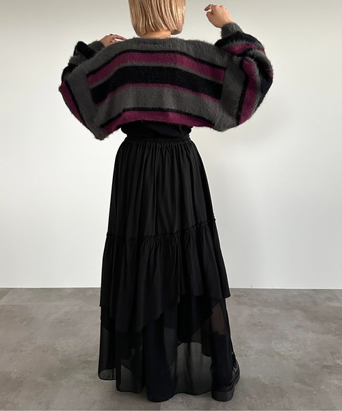 「apres jour mignon」 ロングスカート X-LARGE ブラック レディース_画像8