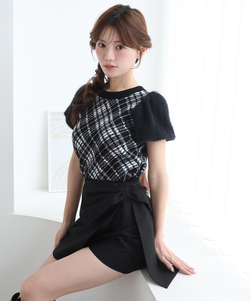 H.AMIES ブラック ニットセーター LL one after another NICE CLAUP ニット セーター 前後2way袖フェザー