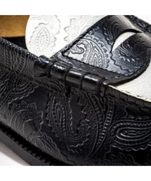 The Kenford Fineshoes ローファー EMBOSSED LOAFERS BLACK WHITE