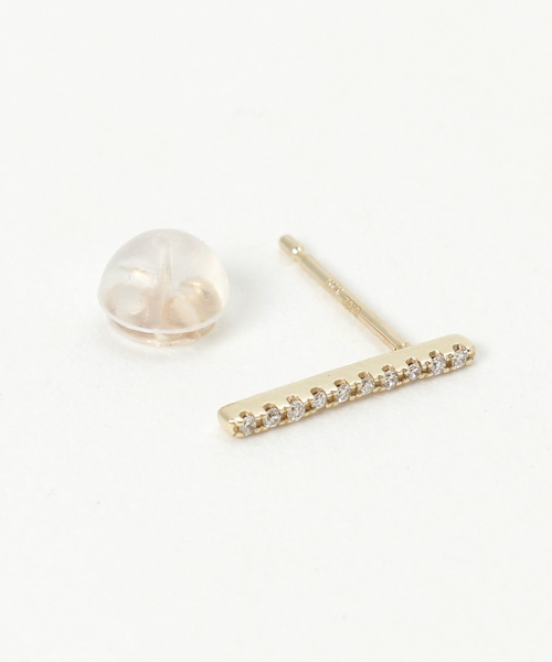 JUPITER ピアス 入学式 「K10」ダイヤモンドバーピアス /片耳/金属