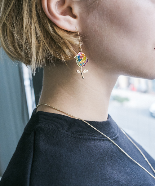 rehacer（レアセル） ピアス : Stained glass Rose Hook Pierce Made