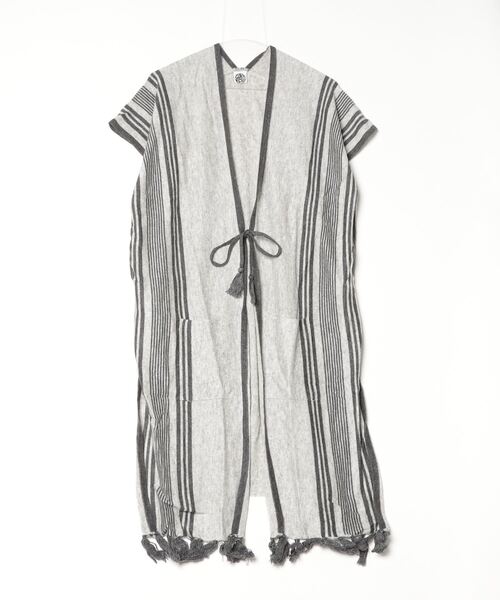 ベスト ジレ MERINO WOOL 12GG BORDER ＆ FRINGE レディース