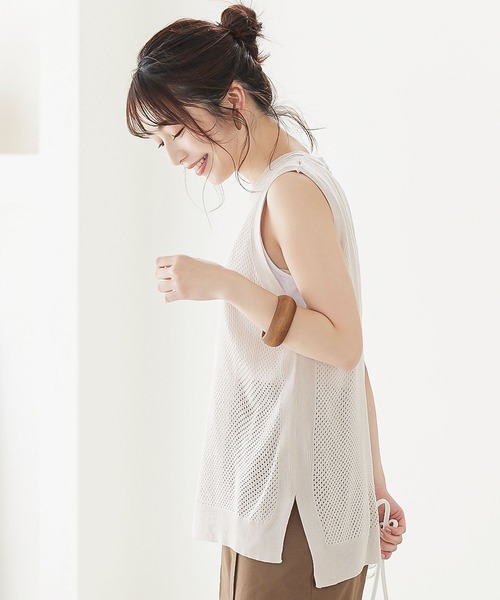 ★SUMMER SALE★〜7/13までETRE リリヤーンニットタンクトップ 洗える】ニット タンクトップ （タンクトップ）｜L size ONWARD