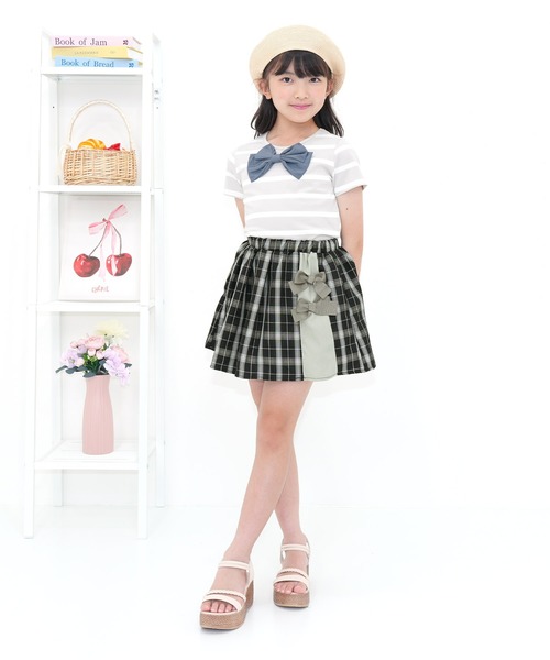 てんとう虫 キューティーリボン 5点セット チェック スカート Bee des スカート チェック柄リボンスカート キッズ 子供服