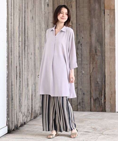 r・p・s ブラウス シャツ 7分袖スキッパーシャツワンピース
