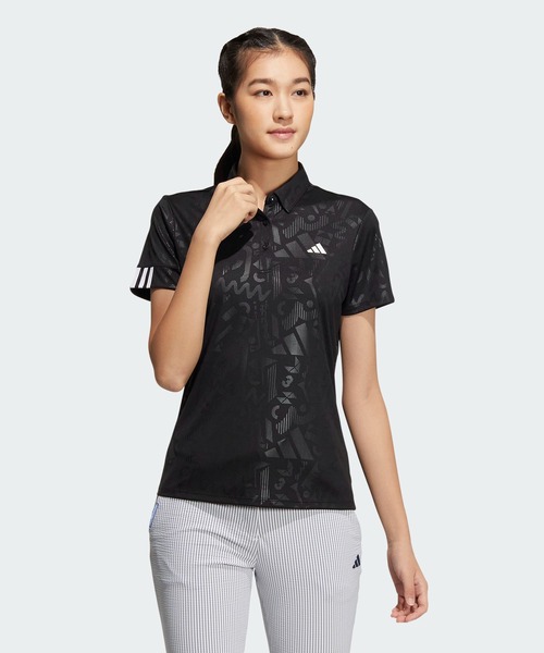 adidas ポロシャツ ポロ エンボスプリント 半袖ボタンダウン