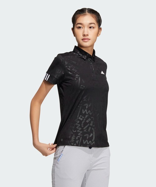adidas ポロシャツ ポロ エンボスプリント 半袖ボタンダウン