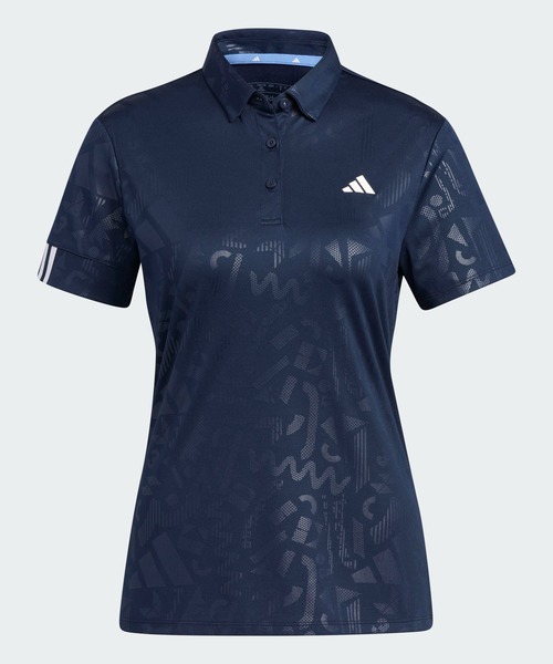 【adidas GOLF/アディダス】吸汗速乾半袖ボタンダウンポロシャツ ・M黒 adidas ポロシャツ ポロ スリーストライプス 半袖ボタンダウン