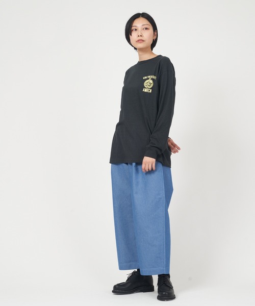 AMERICANA アメリカーナ バックロングTee ネイビー AMERICANA（アメリカーナ） tシャツ AMERICANA COLLABORATION LONG-TEE