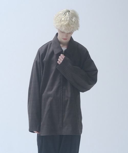 DOOPZ ブルゾン アウター Oversized zip up check shirt jacket