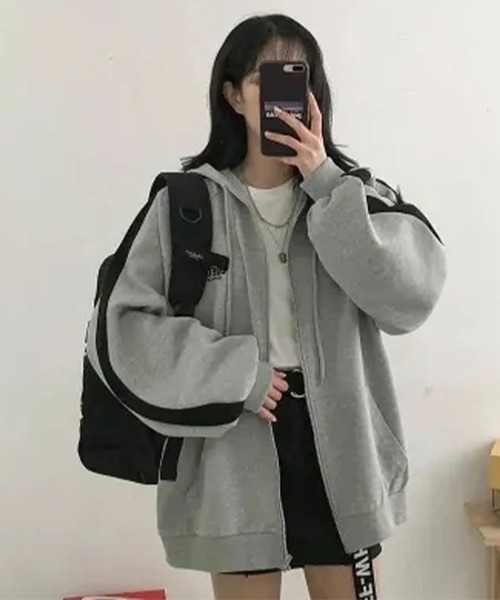 パーカー サイドラインスウェットジップアップパーカー レディース パーカー サイドラインワンポイント刺繍裏起毛 スウェットジップ