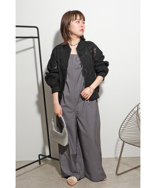 【新品】Palm Riche レース＆チュールブルゾン アイボリー palm RICHE ブルゾン アウター レース＆チュールブルゾン