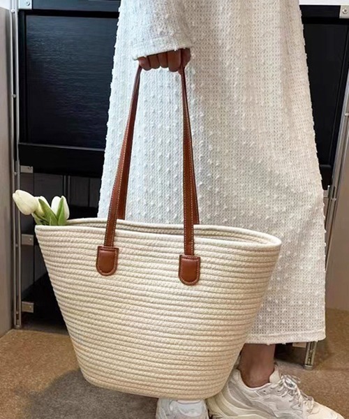 【美品】アジョリー　スクエアイニシャルカゴバッグ　M　ハンドバッグ a-jolie（アジョリー）の「【a-jolie/アジョリー】スクエア