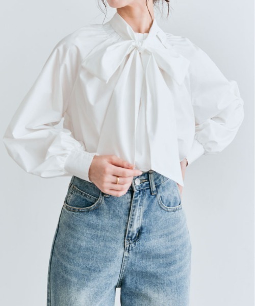 ブラウス シャツ 2way ボウタイ タック レディース : ZOZOTOWN Yahoo