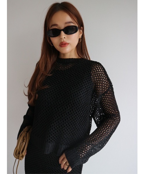 カーディガン Glitter Mesh Zip Cardigan レディース
