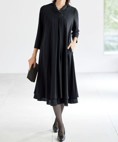 BELLUNA スラックス パンツ 「喪服・礼服」洗える！冷感素材ドレープ