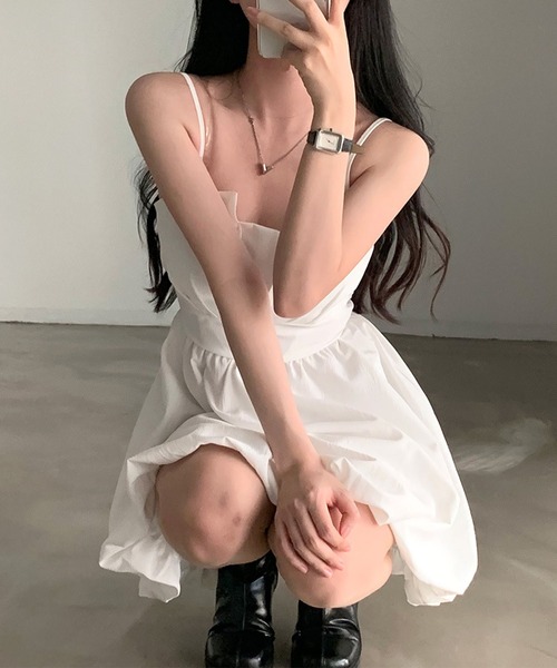 グラマラスジェーン リボン柄 サテン バルーン ベア キャミワンピース ピンク GLAMOROUS JANE ワンピース バックリボンバルーンキャミ