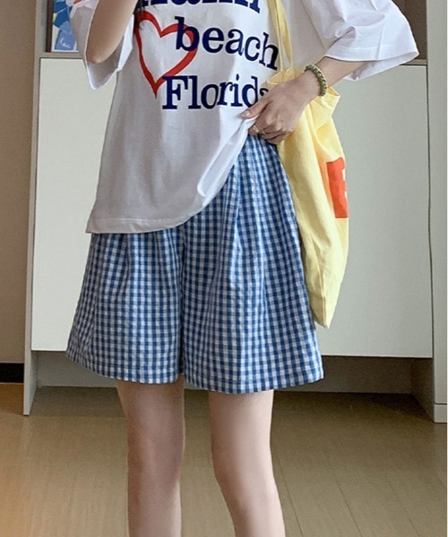 パンツ ギンガムチェック Aライン ショート レディース : ZOZOTOWN