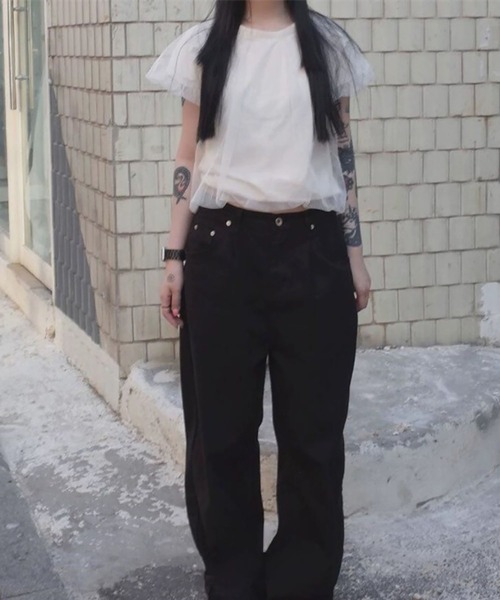 LYEON tシャツ チュールレイヤードTシャツ/チュールドッキング