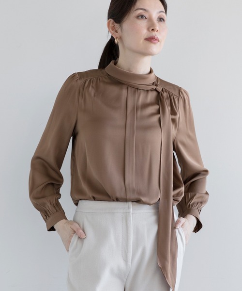 ブラウス シャツ 「DECADE CLASSIC」シルクネックレースアップデザインシャツ レディース DECADE CLASSIC ブラウス シャツ 「DECADE CLASSIC」シルク
