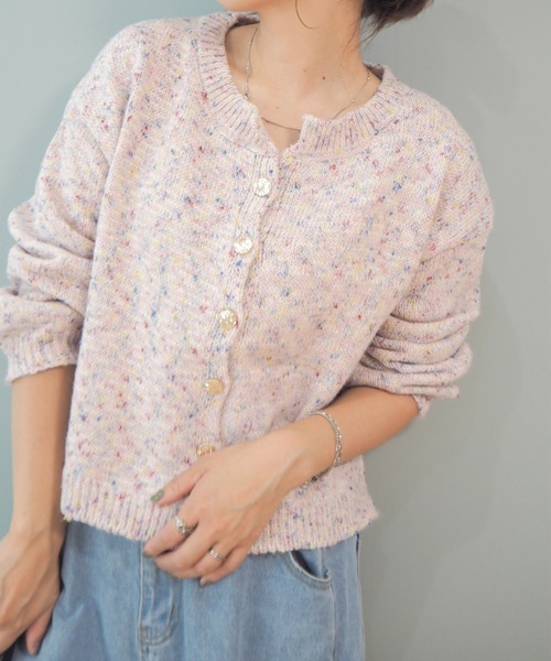 ミックスカラー和紙ニットカーディガン ミックスカラー ニットカーディガン A10477 | natu jolie