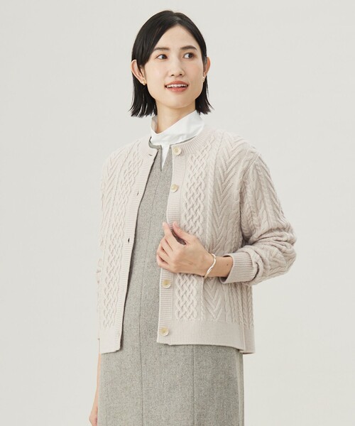カーディガン 「洗える」EIGER CORD ALAN クルーネックカーディガン レディース