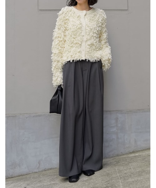 Re:EDIT（リエディ） カーディガン ボリュームスリーブループフリンジ