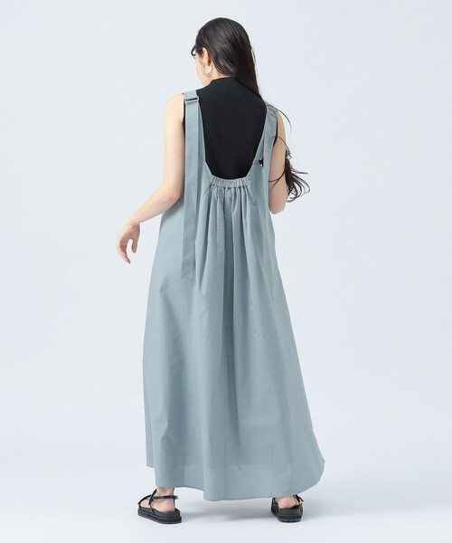 BEAMS HEART　（F）　オフネックノースリーブロングワンピース　紺 BEAMS HEART（ビームス ハート）リブニット セットアップ