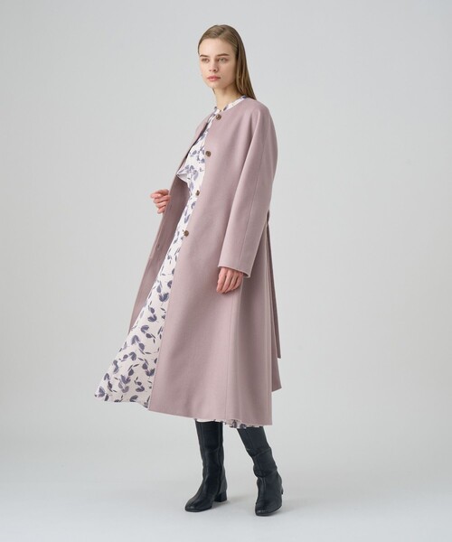 大人気✨アナイ 現行 ロングコート カシミヤ混 ベルト Aライン ベージュ M アンケート カシミヤ100％ ロングコート ベルト Aライン