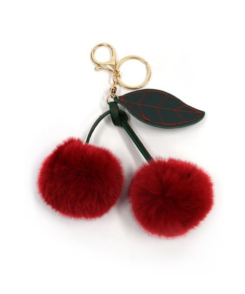 さくらんぼさん専用　アガット　10K チャーム　ゆらゆらリーフ DONOBAN（ドノバン） チャーム ラビットファーさくらんぼチャーム