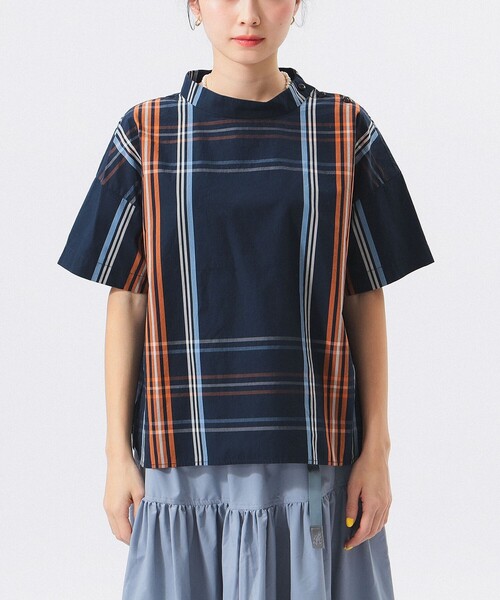 BEAMS BOY ブラウス シャツ ボーイ ビッグ タータン プル