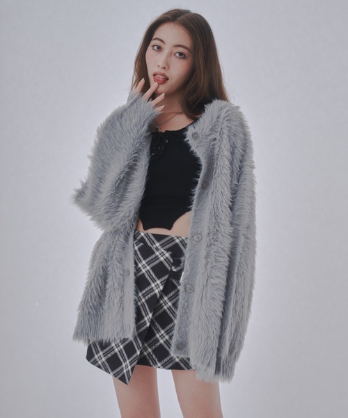 「JUST A NOON」 ニットカーディガン FREE グレー レディース_画像2