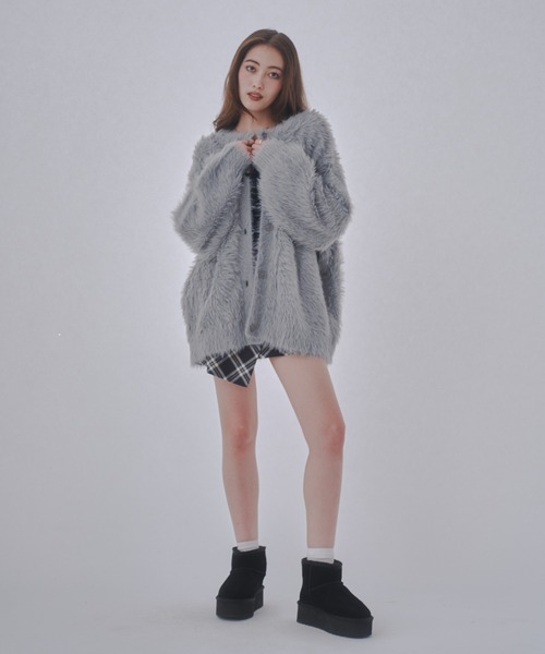 「JUST A NOON」 ニットカーディガン FREE グレー レディース_画像9