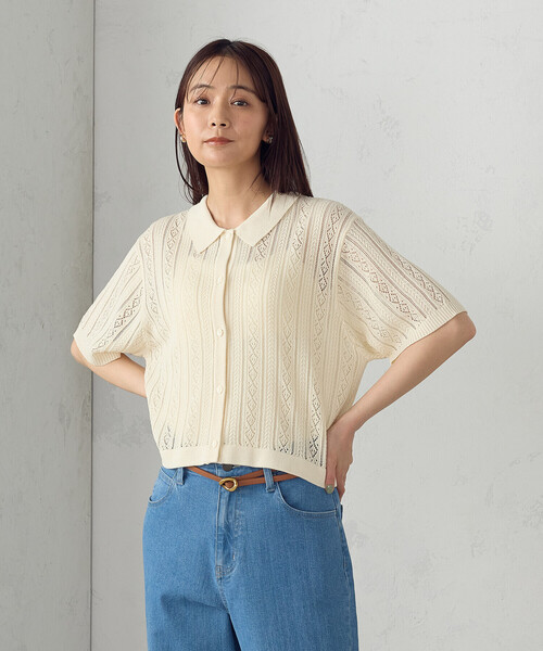 COMME CA ISM　半袖ニット2着 COMME CA ISM ニット セーター 透かし柄半袖ニットシャツ