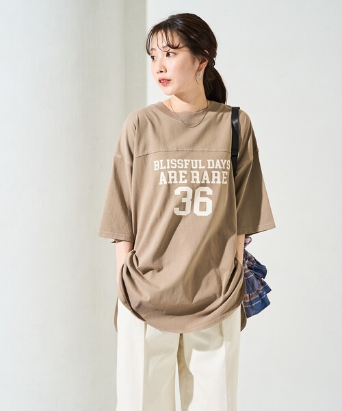 tシャツ M1915 ピグメントダイフットボールＴ レディース M1915 ピグメントダイフットボールTシャツ(M イエロー