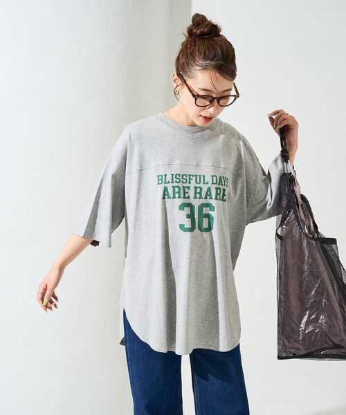 tシャツ 「HELLO.SANFRANCISCO」ピグメントロゴフットボールTEE レディース FREAK'S STORE/ピグメント フットボール ロゴ 半袖 Tシャツ