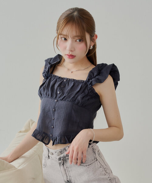 ブラウス シャツ シアークロス フリルブラウス レディース FREAK'S STORE ブラウス シャツ シアーフリルブラウス/フリル襟