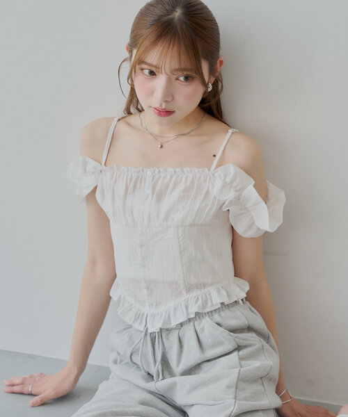 AIちゃん様未使用に近い マークアンドロナ ノースリーブ フリルポロシャツ ブラ MARK&LONA 【超美品】マークアンドロナ ノースリーブポロシャツ
