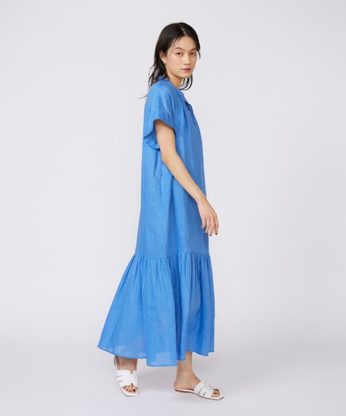 極美品 イネド ギャザー カットソー ノースリーブ ワンピース 冷