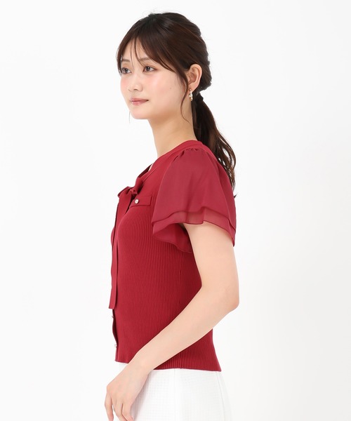 ニット セーター 2025春夏新作 シアーフリルボウタイニット レディース MISCH MASCH ニット セーター 2025春夏新作 シアーフリル