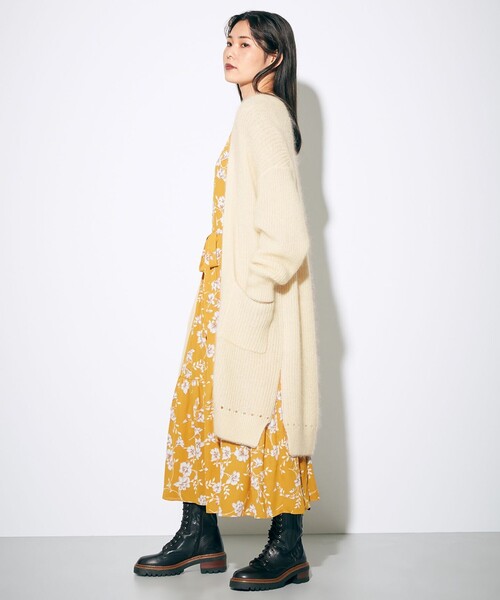 「GRACE CONTINENTAL」 ニットカーディガン 36 ベージュ レディース_画像2