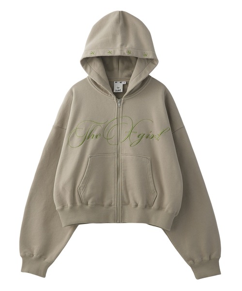 X-girl（エックスガール） パーカー PENCIL SCRIPT LOGO EMBROIDERED