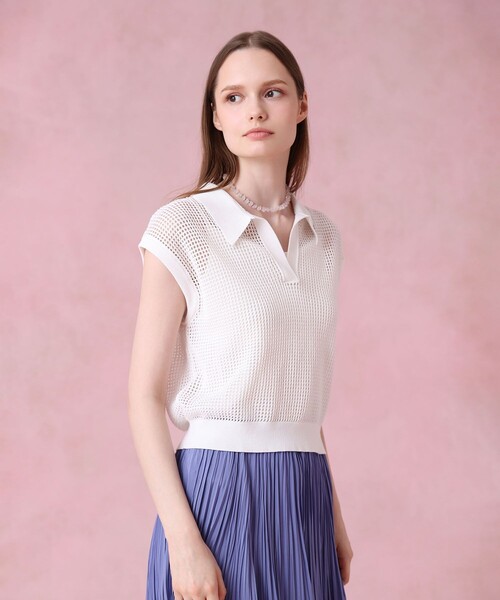ANAYI（アナイ） ポロシャツ ポロ メッシュポロプルオーバー
