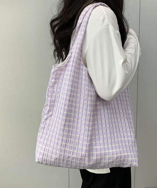 VIBGYOR トートバッグ Liaa/くしゅくしゅ チェック トートバッグ
