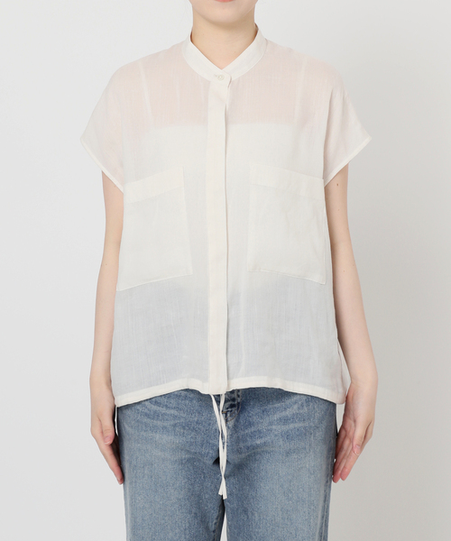 24ss 美品 FRAMeWORK キャップスリーブドロストシャツ 白ブラウス FRAMeWORK｜≪追加≫キャップスリーブドロストシャツ | Rakuten