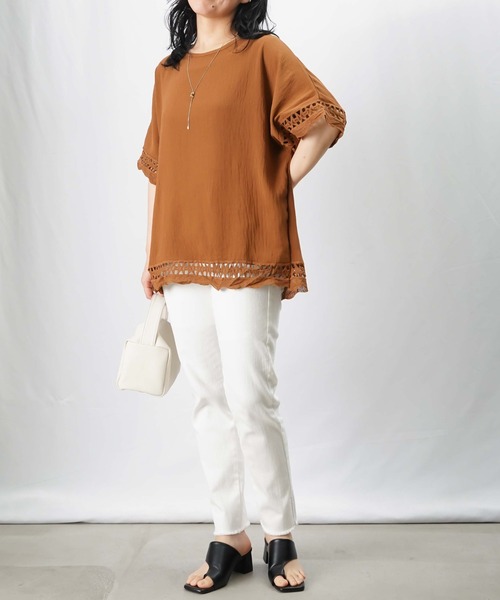 tシャツ LC/LLL レースポンチョプルオーバー レディース Dot＆Stripes CHILD WOMAN tシャツ 30/-天竺 ティアードコットン